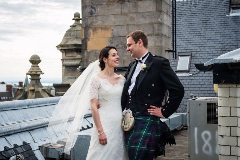 Wedding portrait the Balmoral Hotel Edinburgh