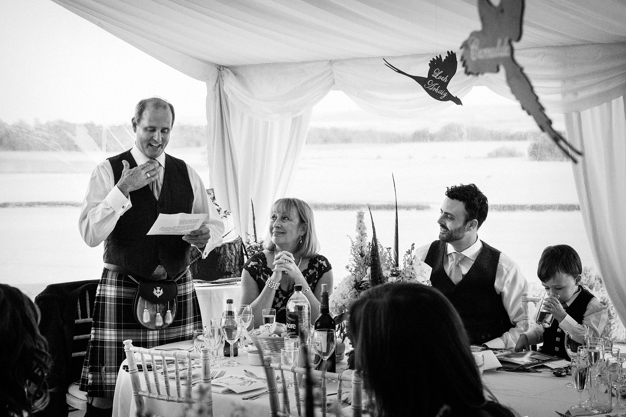Speeches at wedding Fenton Tower