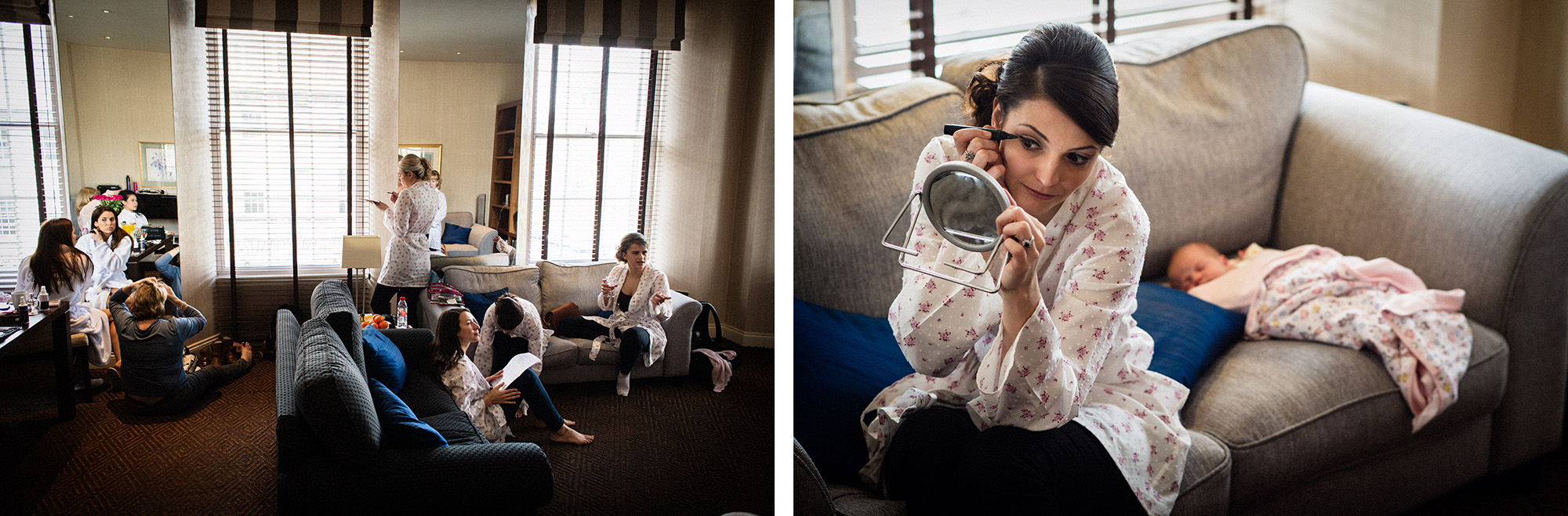 Bridesmaids getting ready Edinburgh wedding
