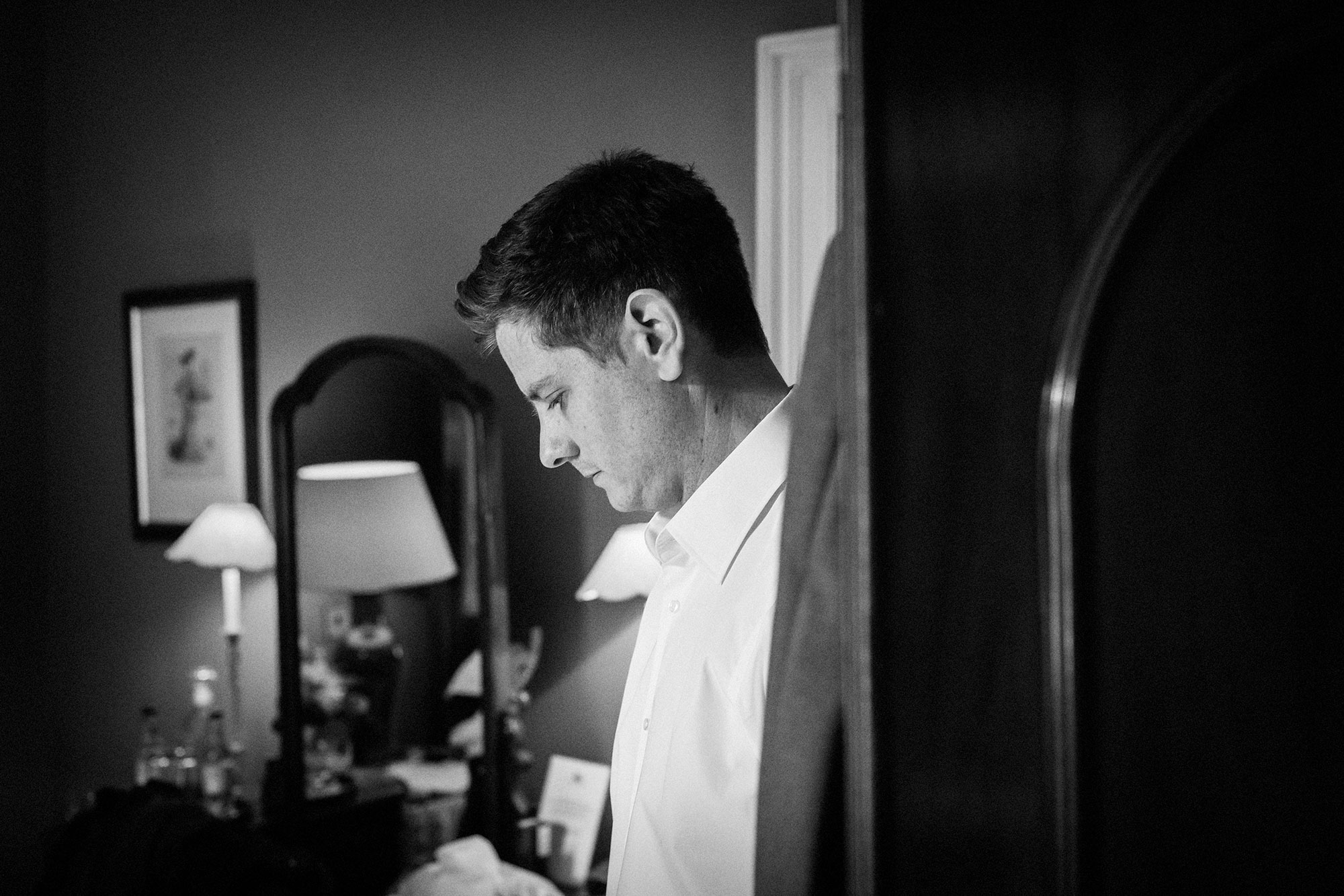 Groom getting ready wedding photography Edinburgh