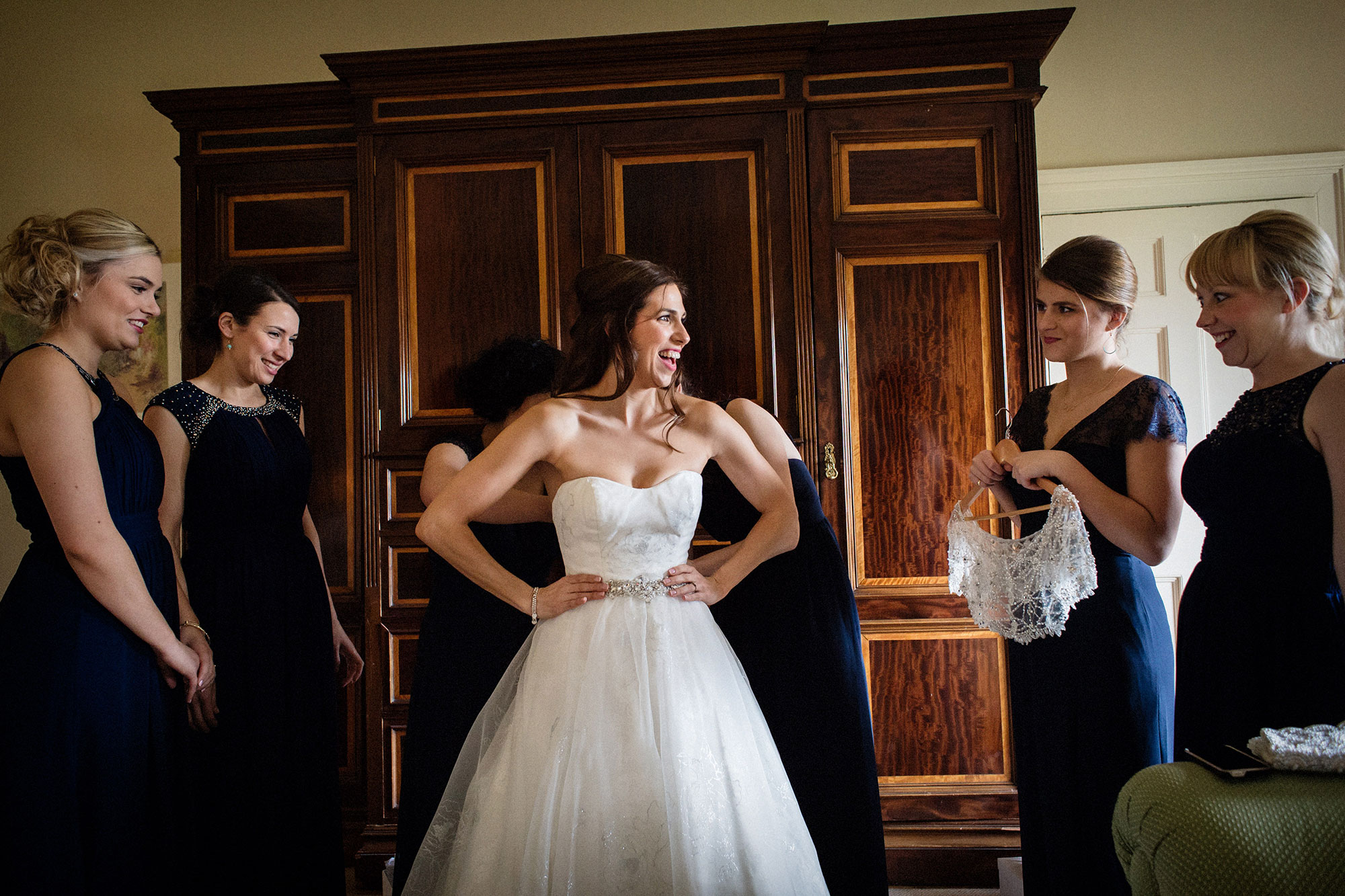 Bride getting ready Dundas Castle Edinburgh wedding