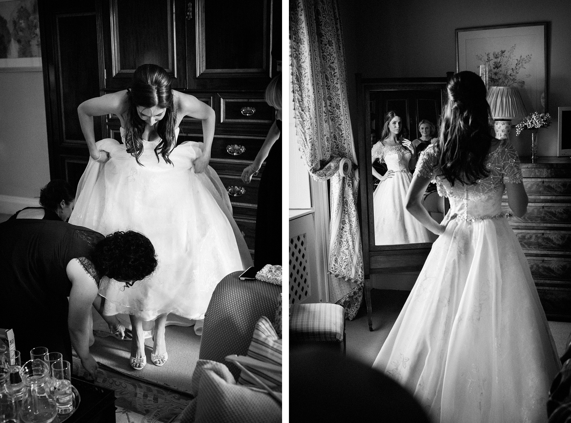 Getting ready at Dundas Castle Edinburgh wedding