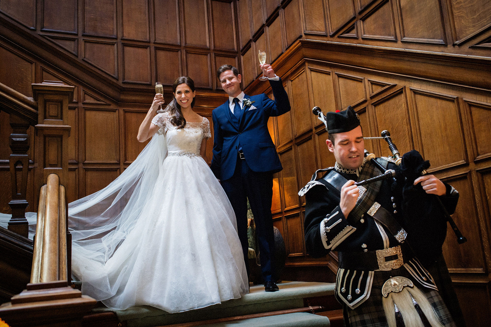 Bride and groom wedding Dundas Castle Edinburgh