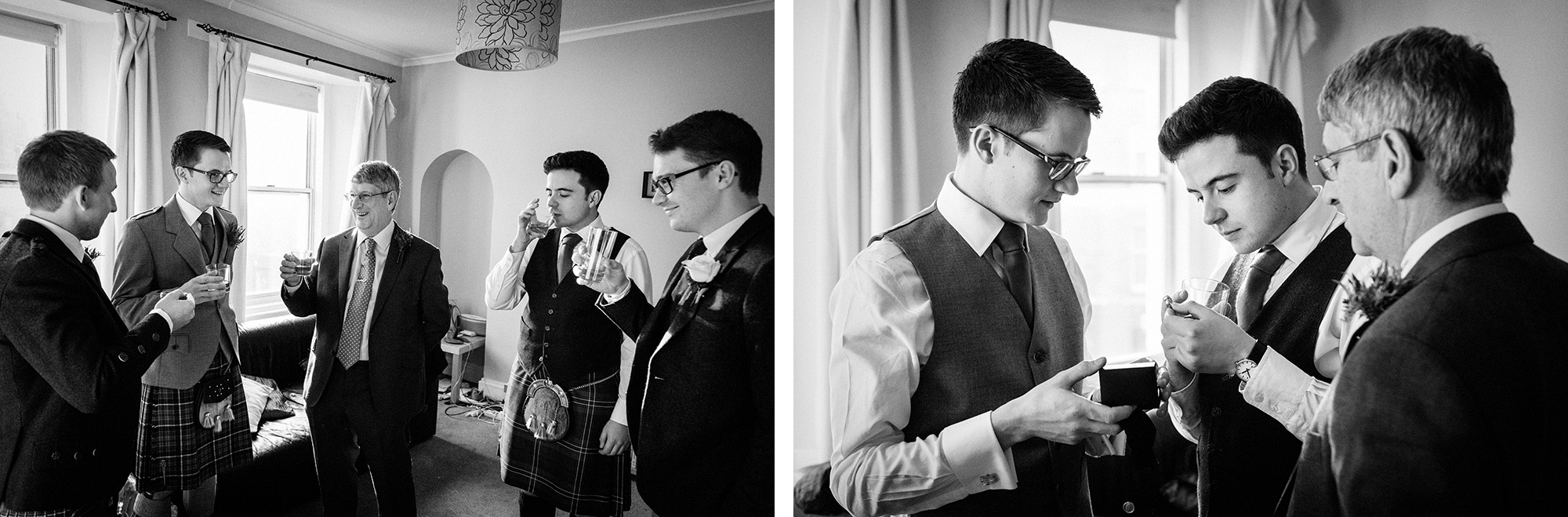 Groom getting ready Edinburgh wedding photography