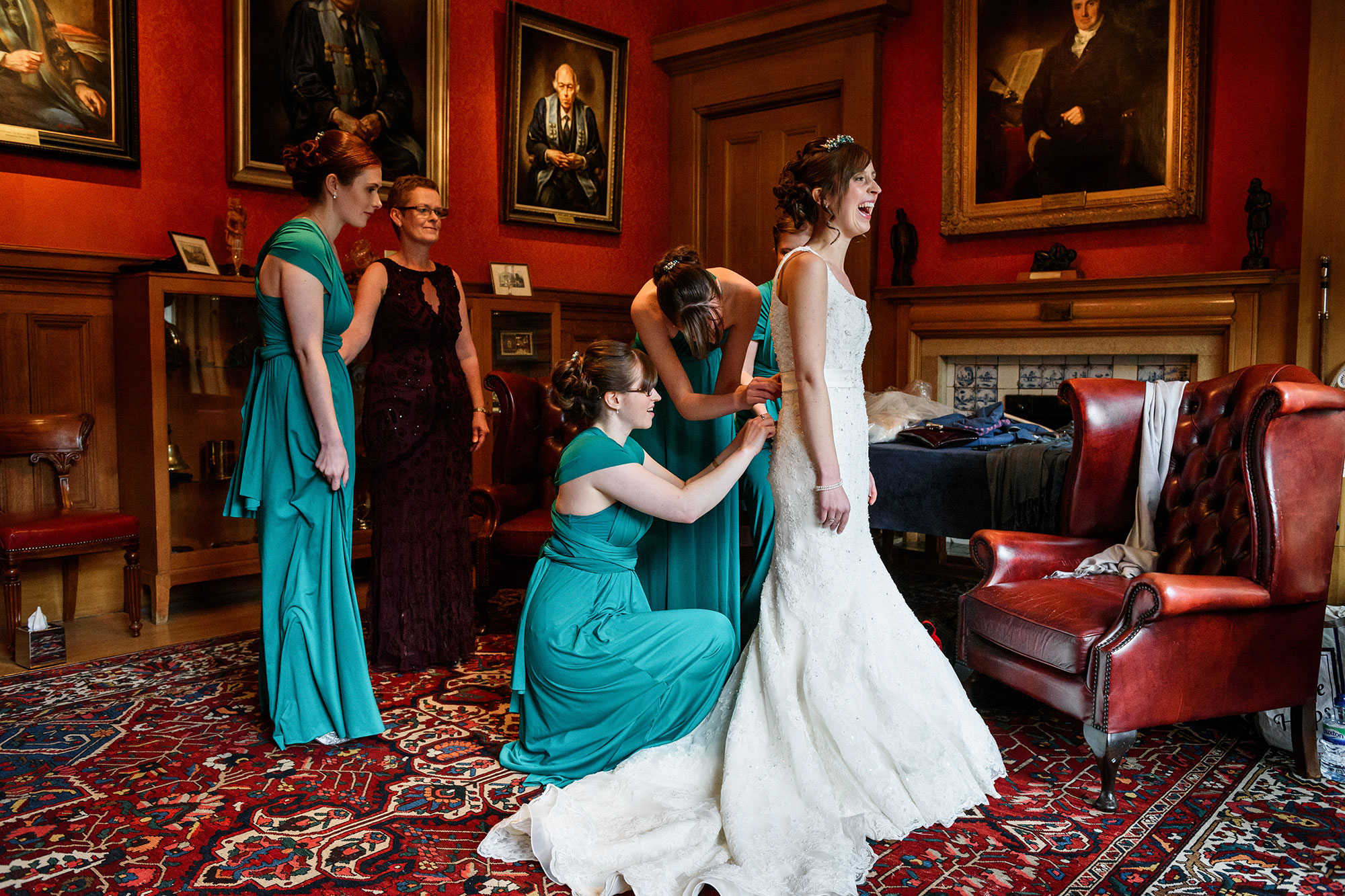 Bride getting ready at Surgeons Hall Edinburgh wedding