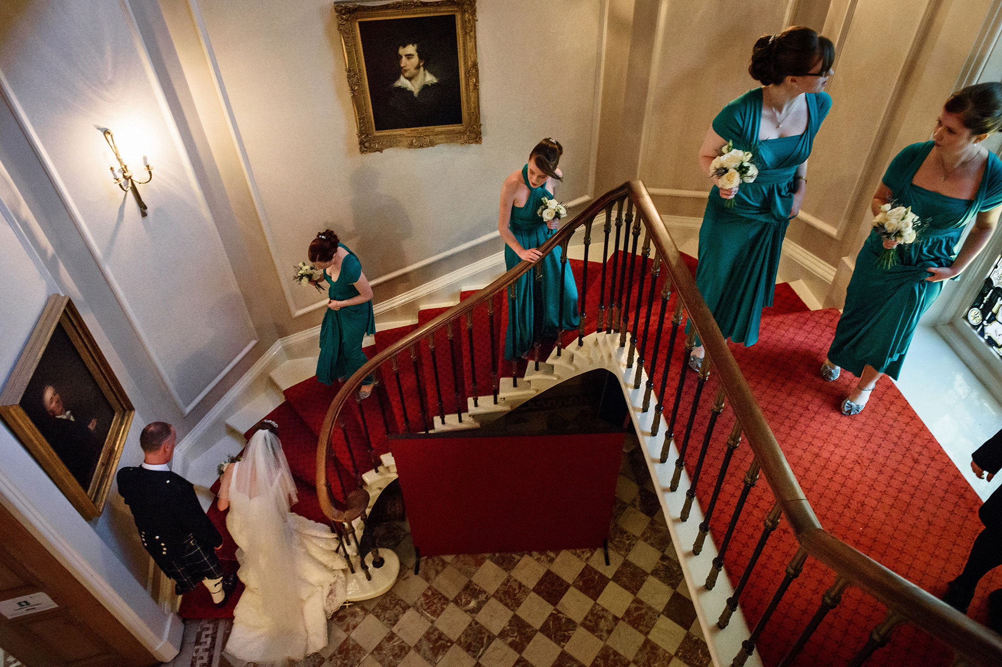 Bride walking Surgeons Hall Edinburgh wedding