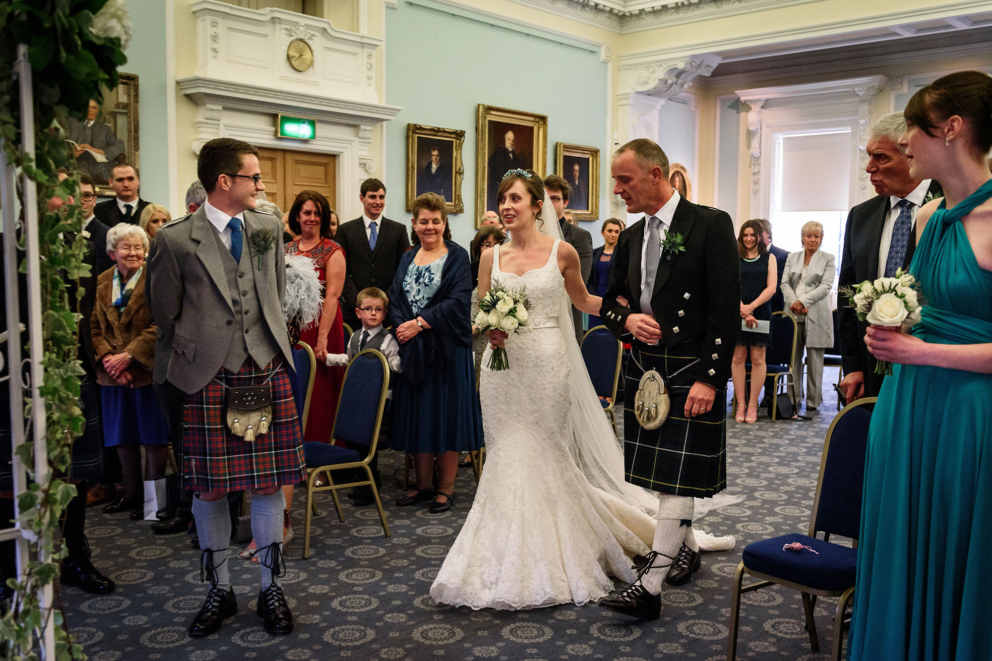 Surgeons Hall Edinburgh wedding bridal entrance