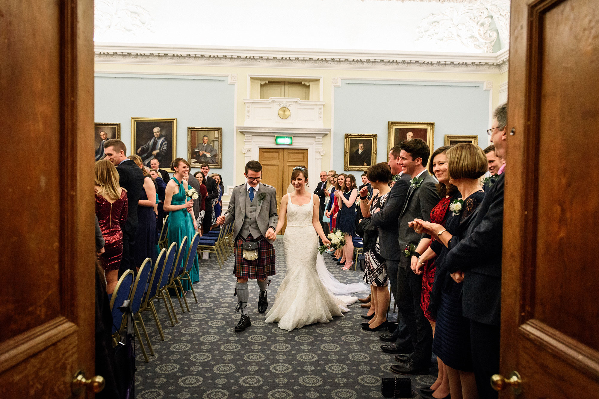 After the ceremony at Surgeons Hall Edinburgh wedding