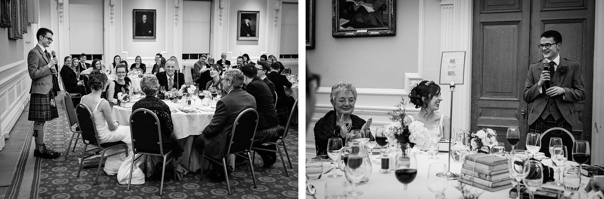 Groom speaking at Surgeons Hall Edinburgh wedding