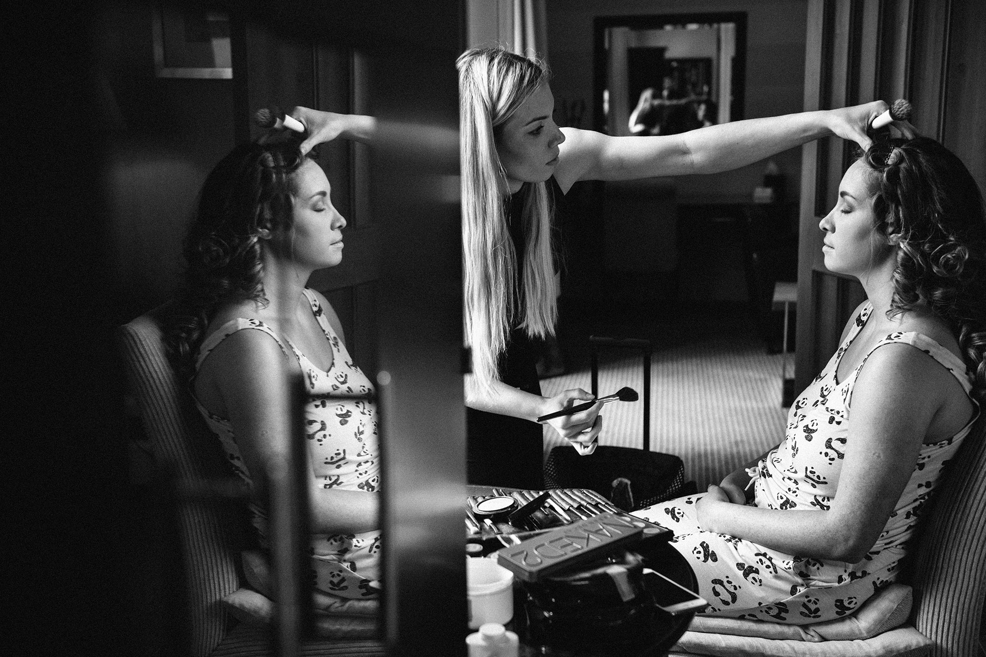 Bride getting ready wedding Mar Hall Glasgow