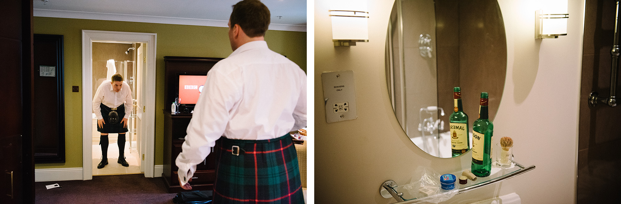 Groom getting ready Mar Hall Glasgow