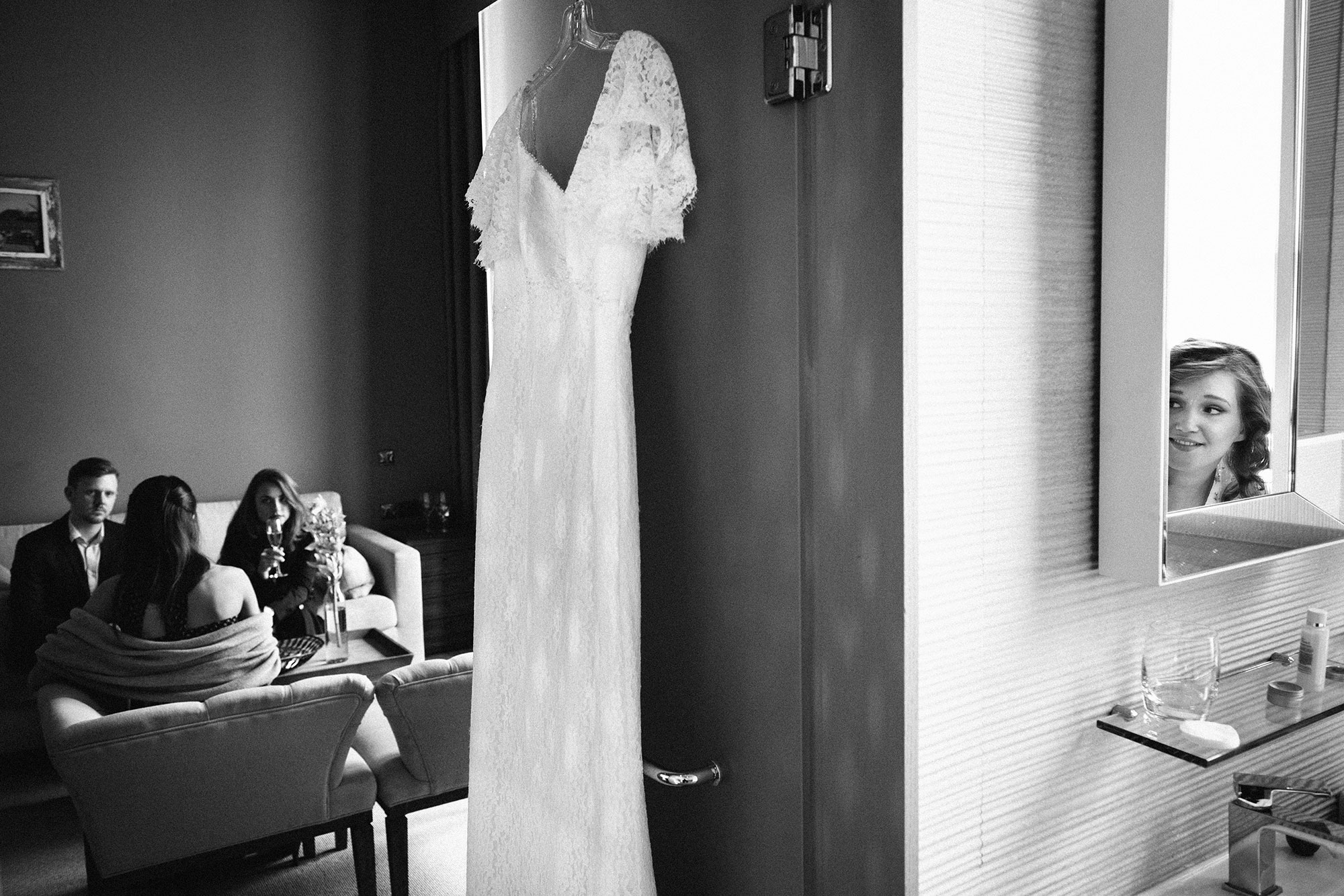 Bride getting ready for her wedding in Edinburgh