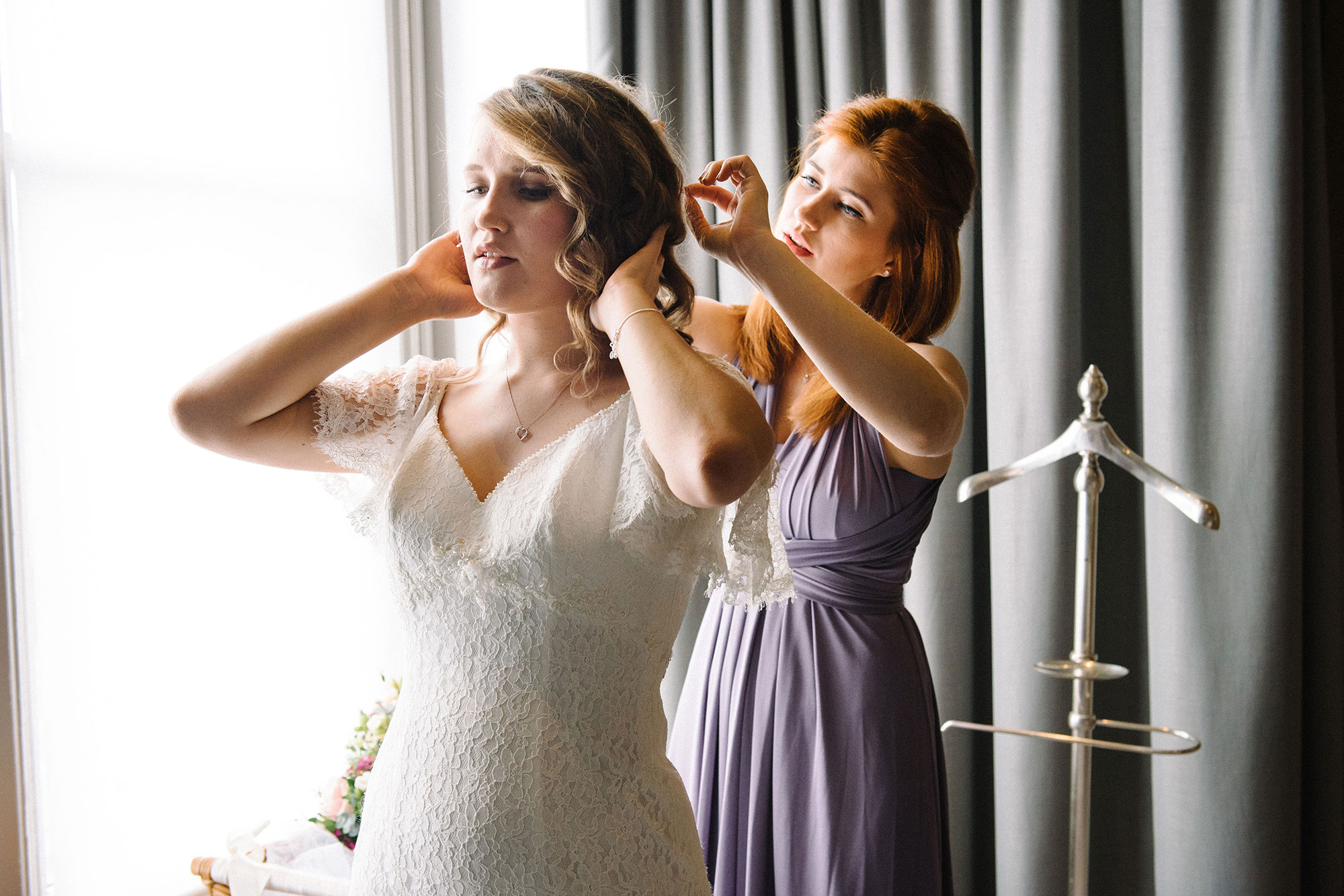 Bride getting ready Edinburgh wedding