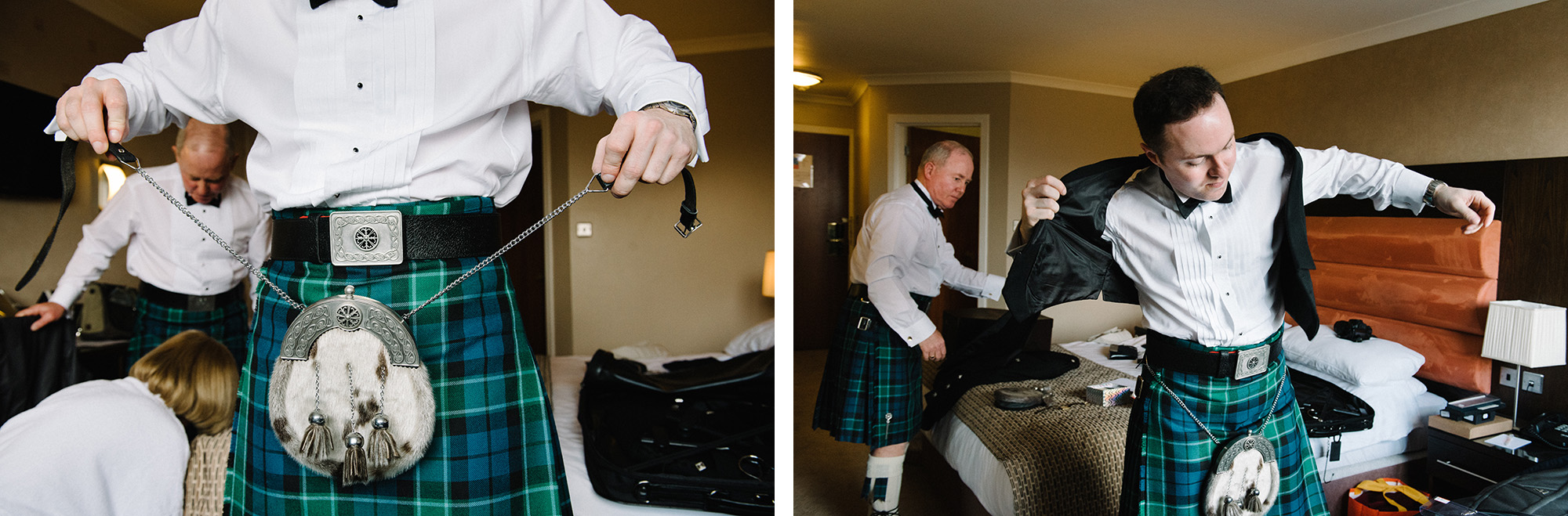 Groom getting ready Edinburgh wedding
