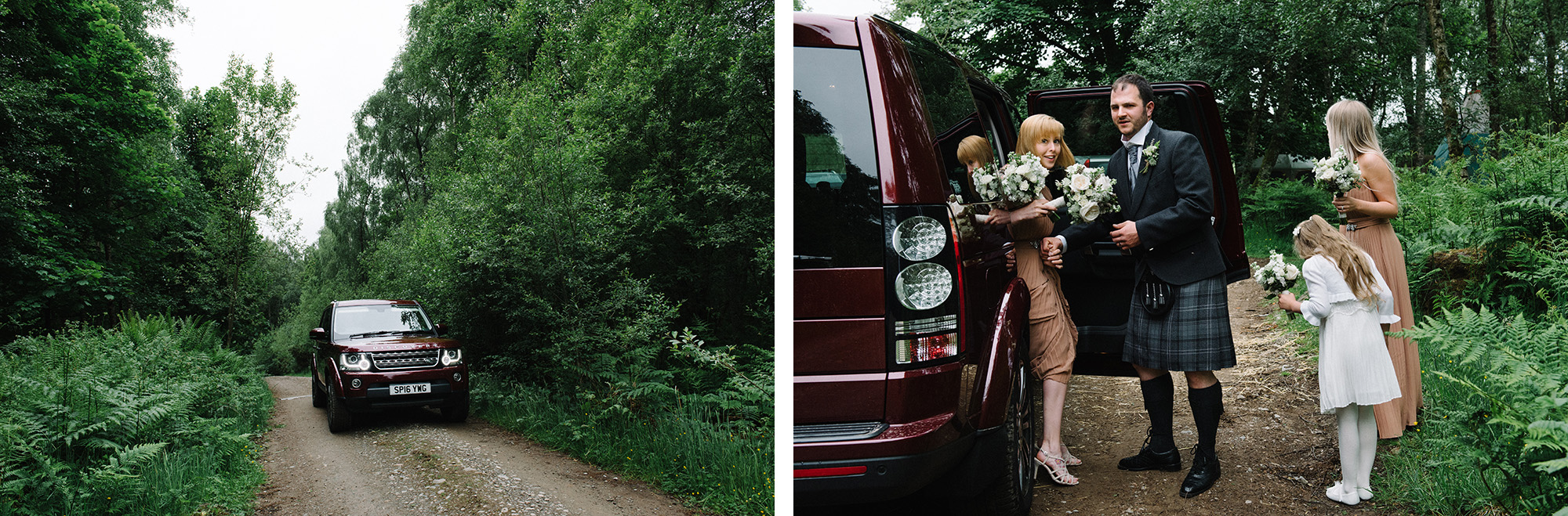 Arrival of the bride Comrie Croft Perth and Kinross