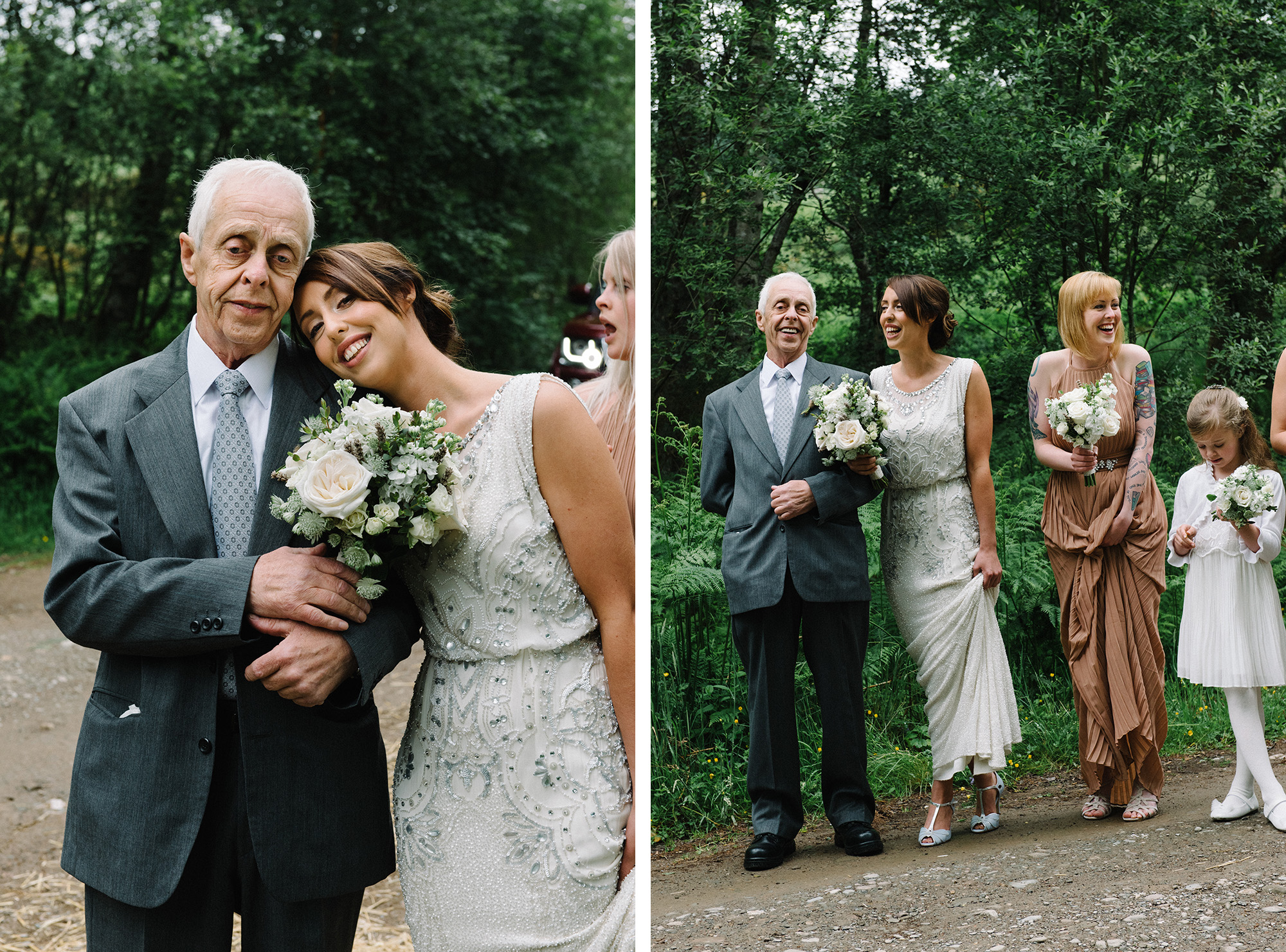 Bride and bridal party Comrie Croft Perth and Kinross wedding