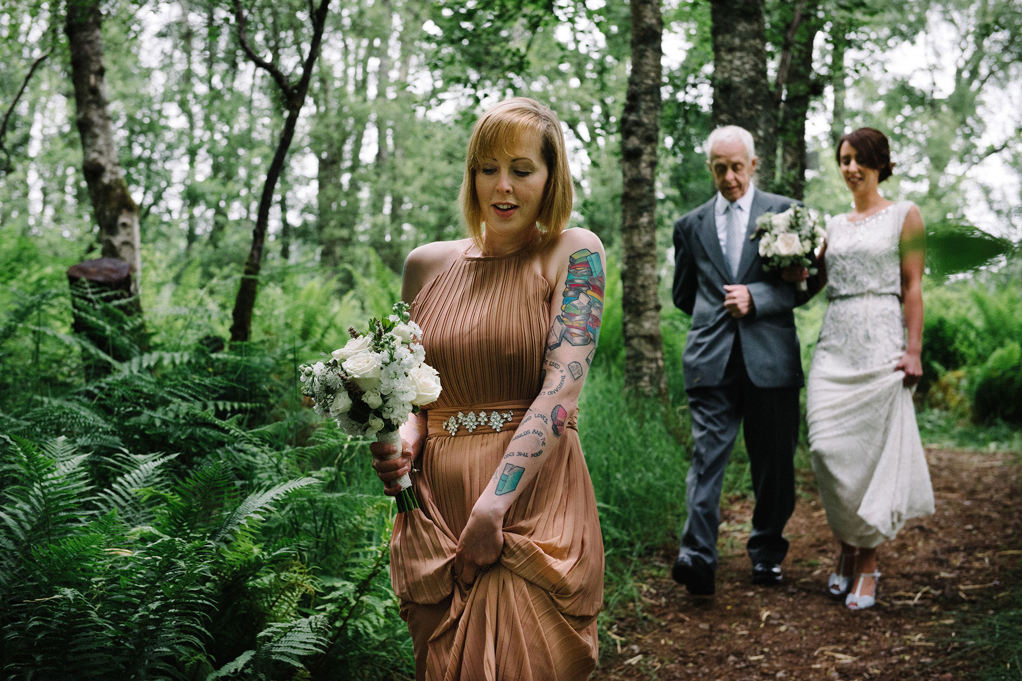 Bridesmaid at Comrie Croft Perth and Kinross wedding