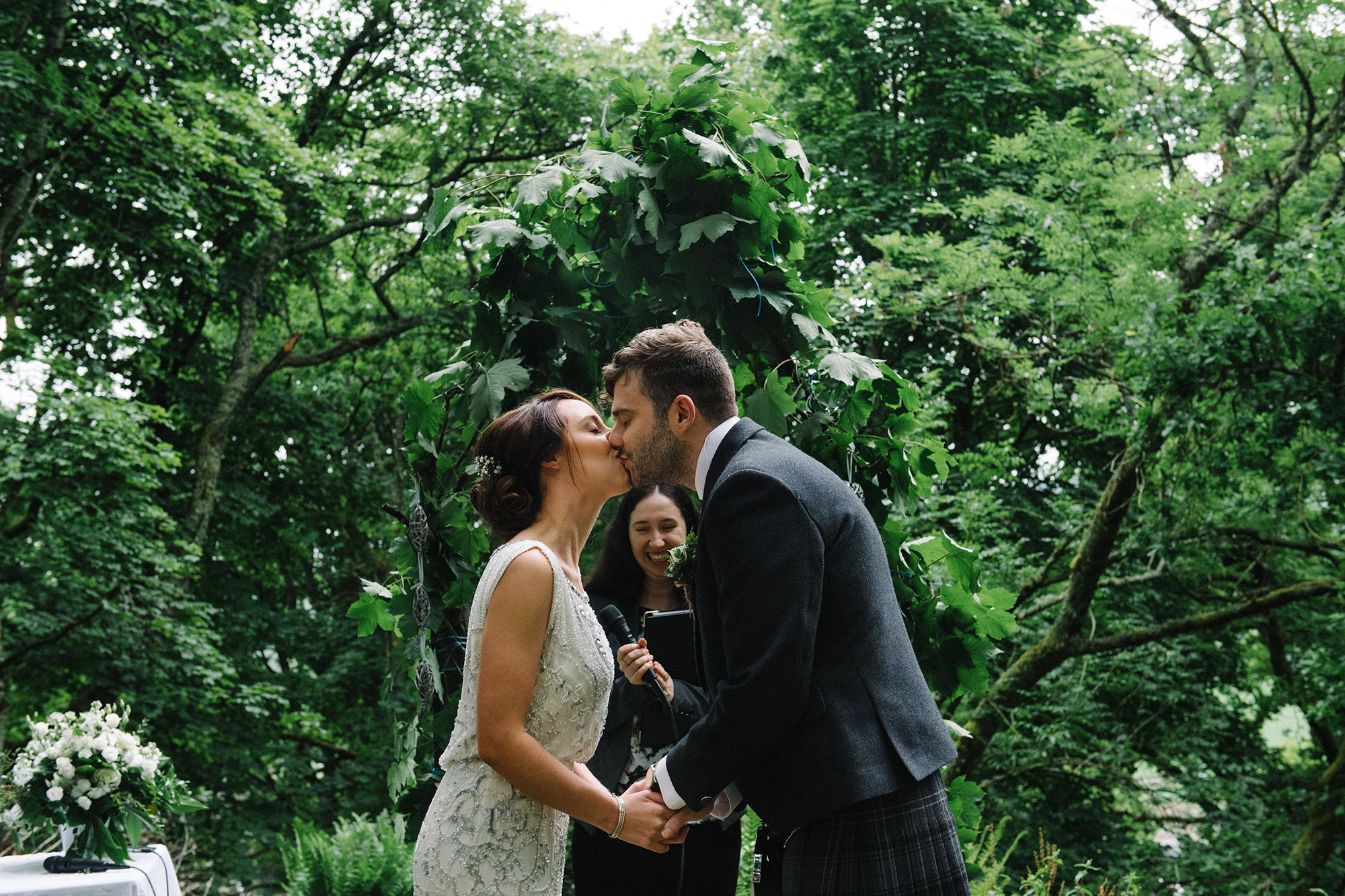 First kiss wedding Comrie Croft Perth and Kinross